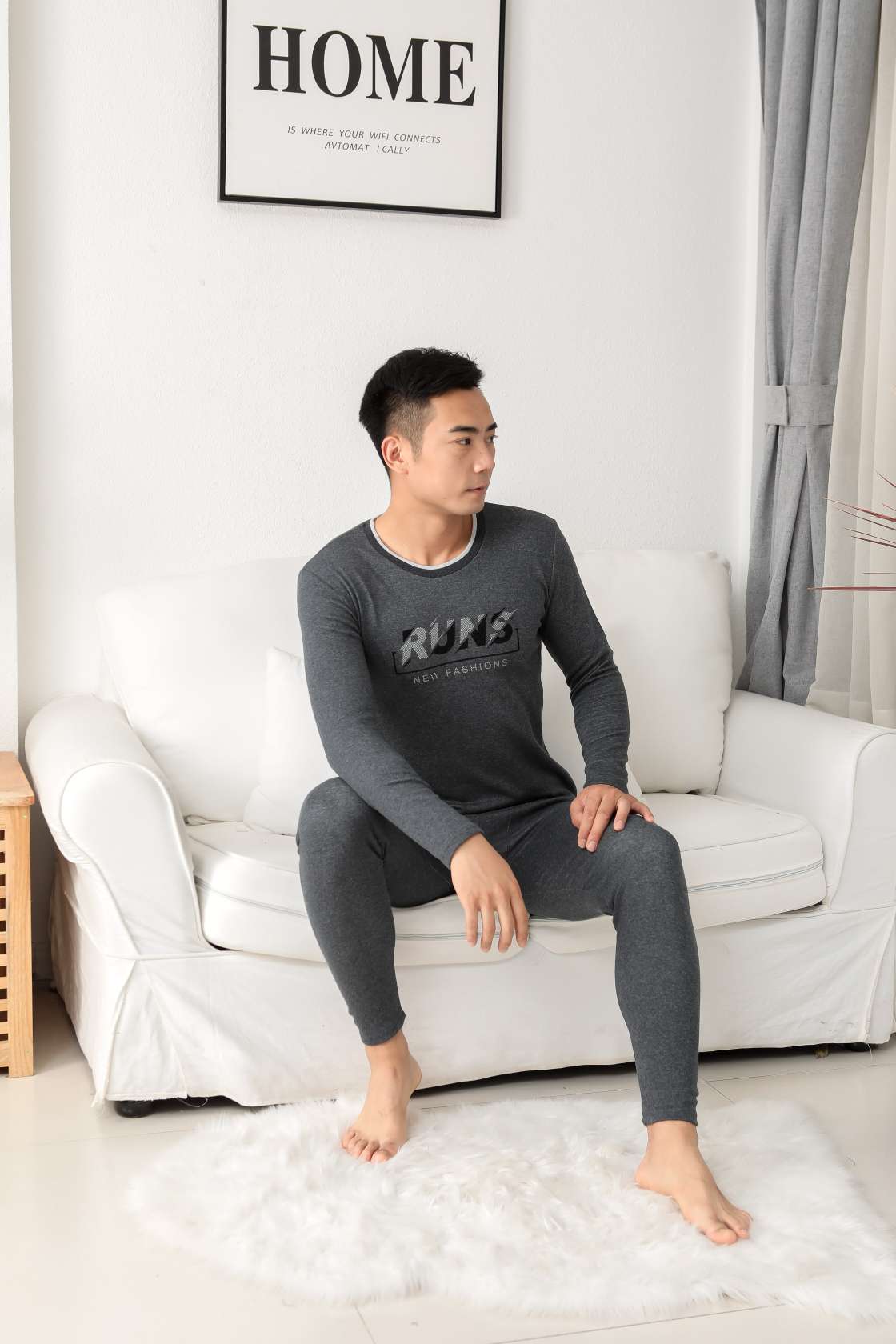 1115-5# Men's Thin Thermal Underwear Set Comfortable Breathable Long Johns