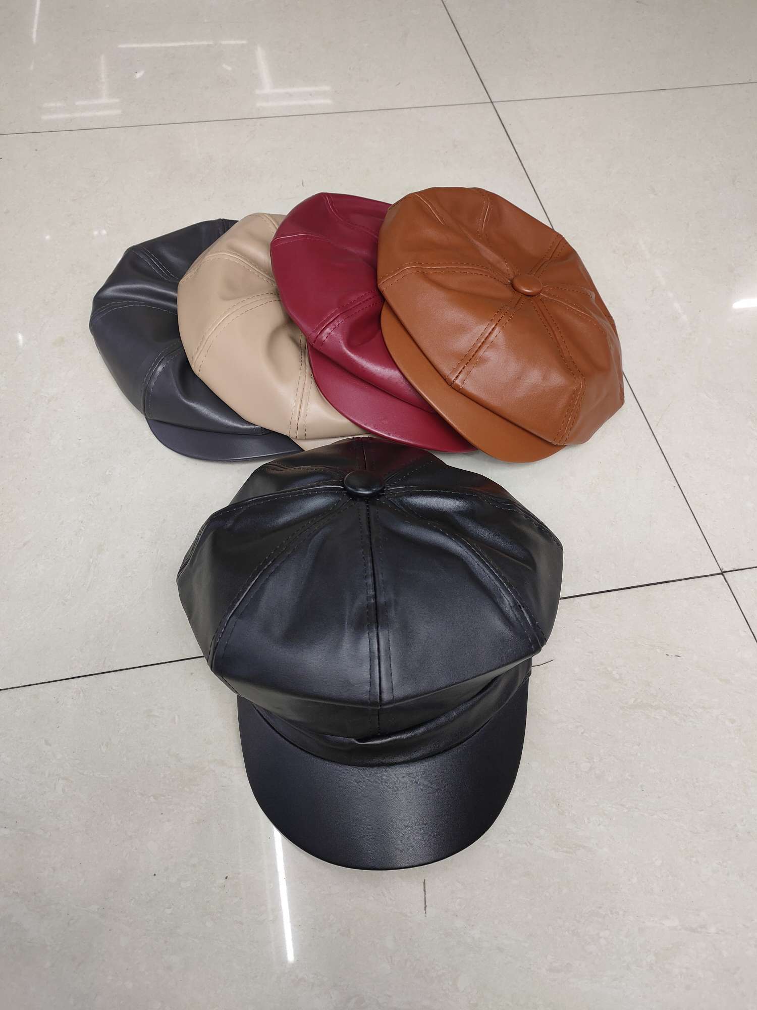 A leather octagonal hat