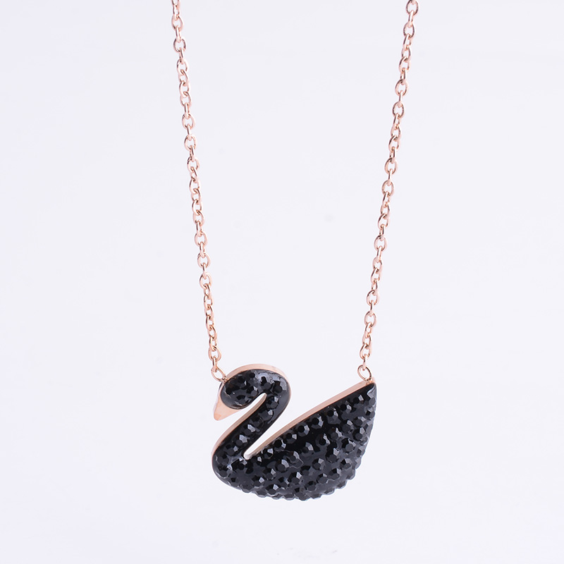Classic personality swan necklace titanium steel rose gold clavicle chain colorfast female versatile