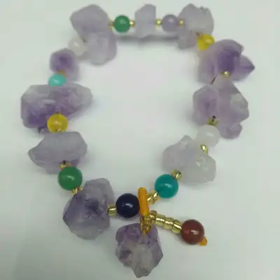 Natural Crystal Amethyst Raw Stone Bracelet Women's Single Circle Bracelet Exploded During The New Year Goods Festival