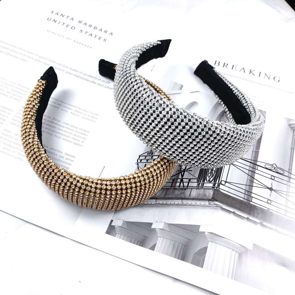 Europe and the United States new high-grade sponge net drill hair hoop drill net ultra flash luxury hair card simple set diamond temperament headband women thumbnail