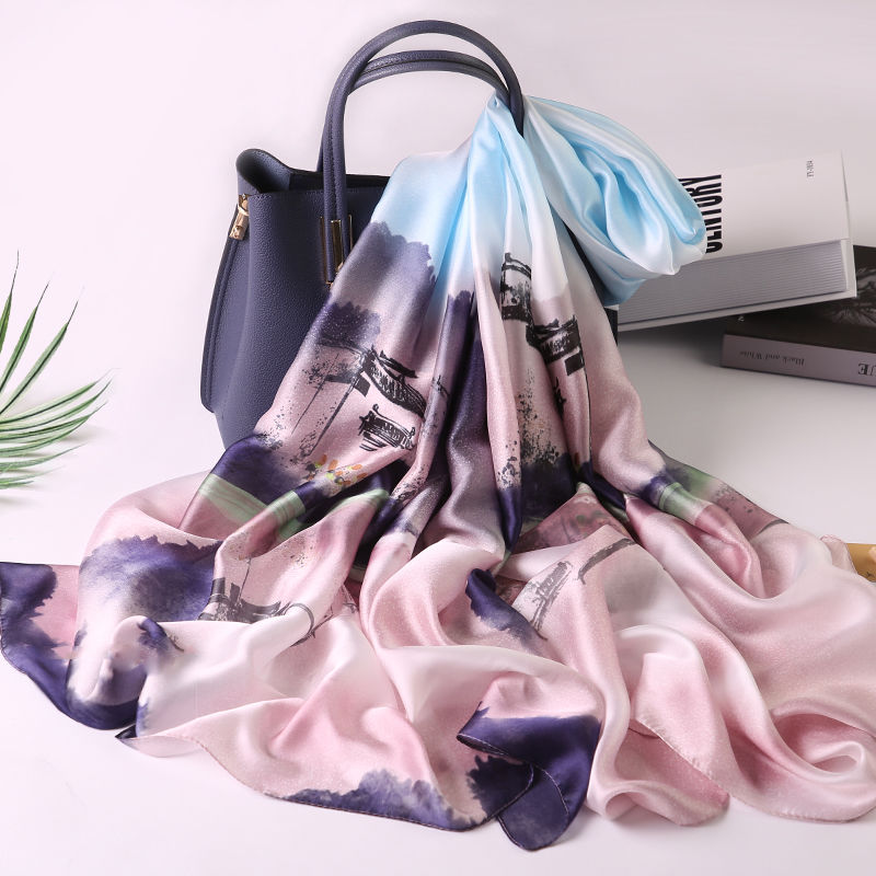 2020 New 90*180 Silk Scarf Female Korean Version Long Hangzhou Silk Winter Shawl Thin Silk Scarf undefined