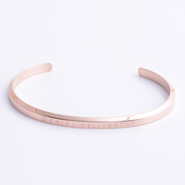 Individual character contracted letter DW bracelet titanium steel rose gold open hand ring does not fade female
