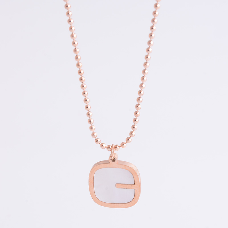 Stylish titanium steel necklace colorfast allergy - proof square shell letter clavicle chain