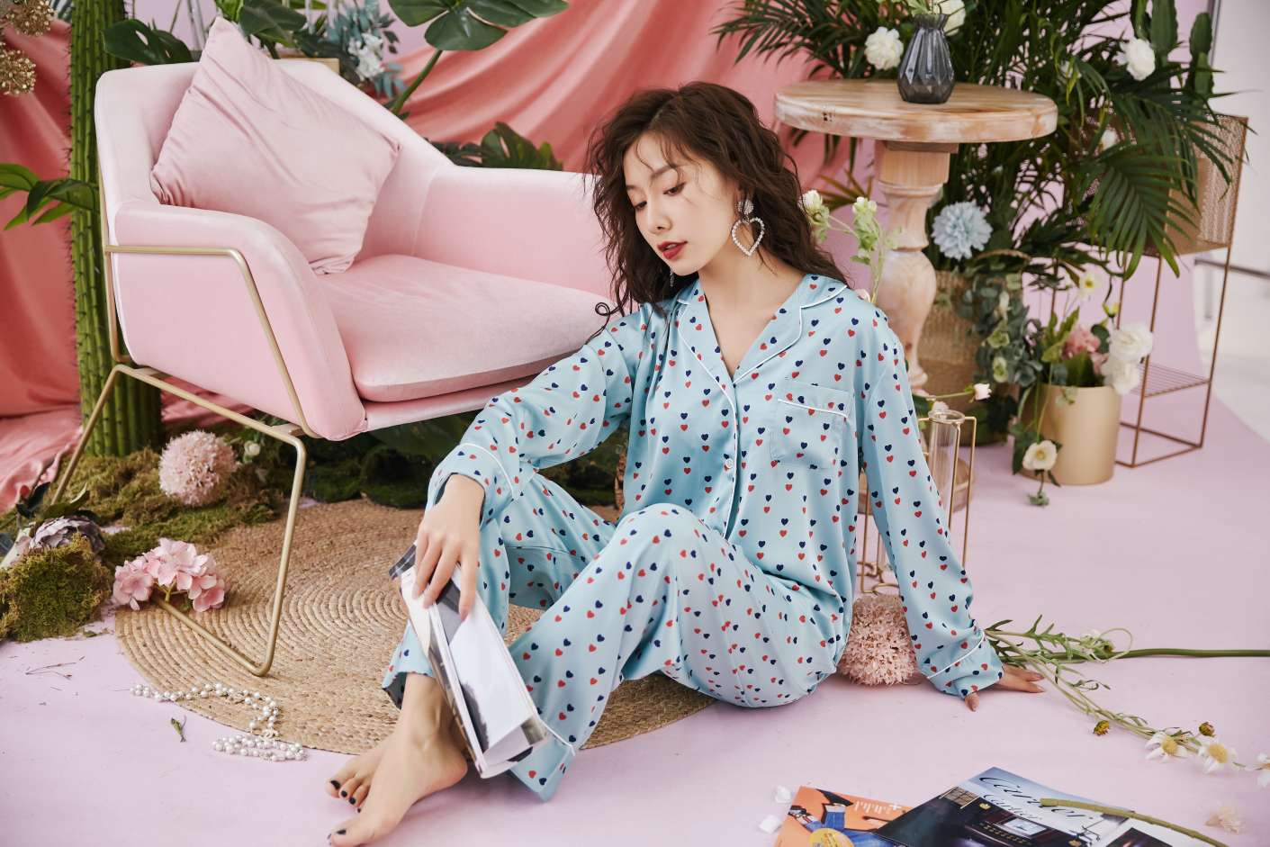 Silk Pyjamas Two Piece Set undefined