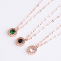 Zircon diamond collarbone chain with 18-k plated rose gold necklace