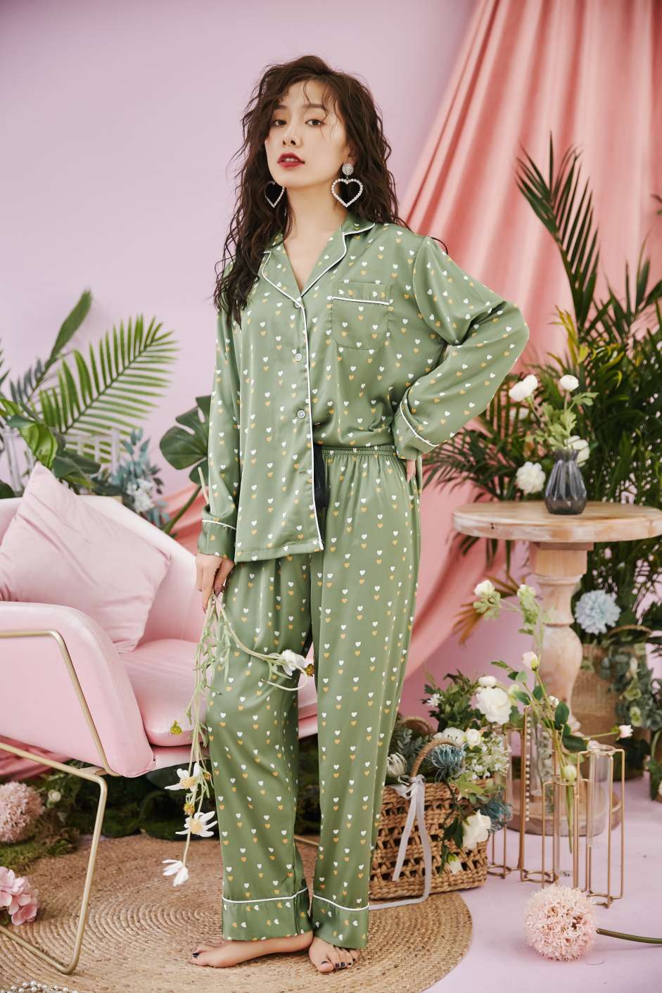Silk Pyjamas Two Piece Set undefined