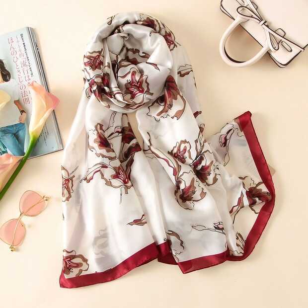 2020 New Silk Scarf Female Korean Version Long Hangzhou Silk Winter Shawl Scarf Scarf Scarf Thin Scarf details Picture