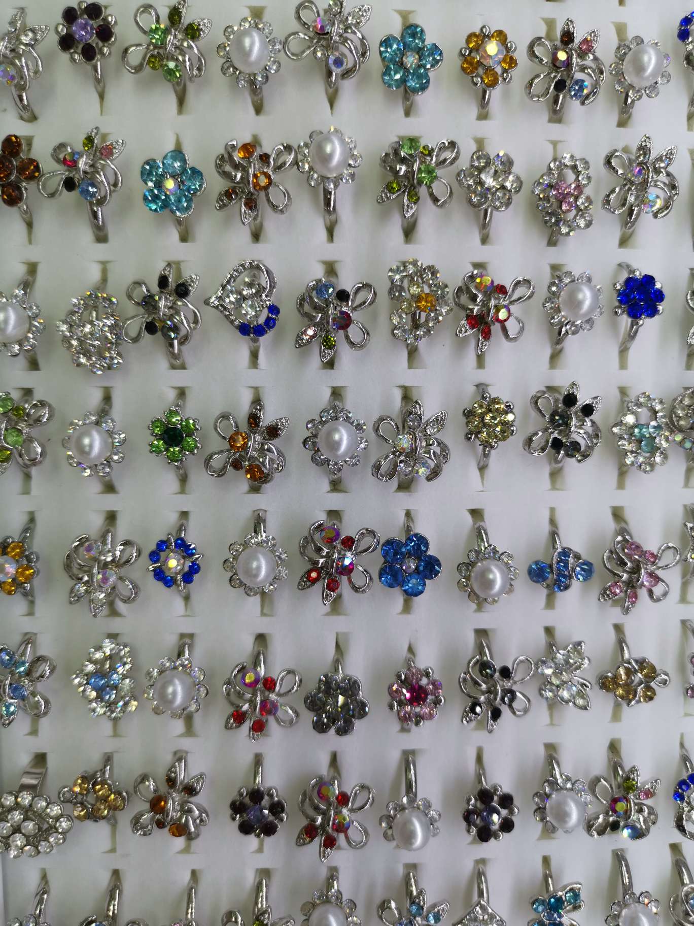 Imitation pearl mixed rhinestone ring popular jewelry