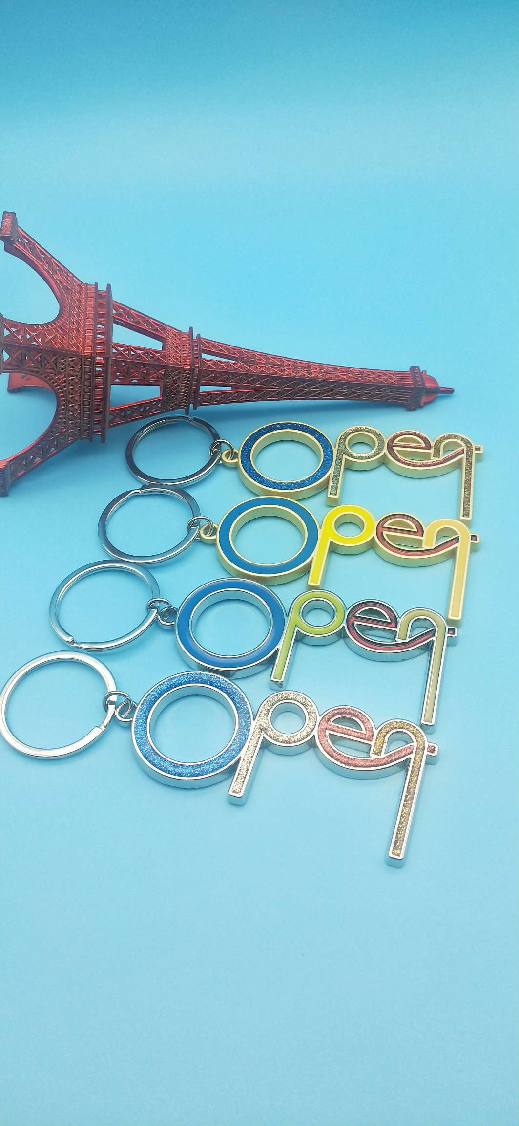 OPEN English letter keychain