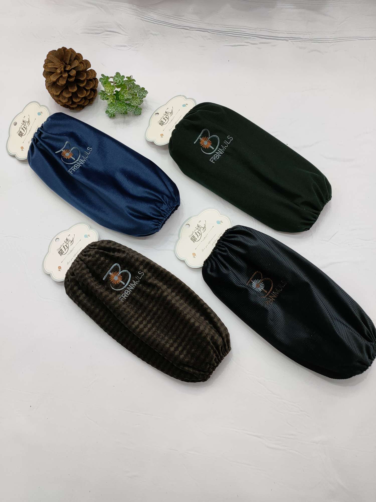 深色超柔绣花长款男士防污耐用加长袖套