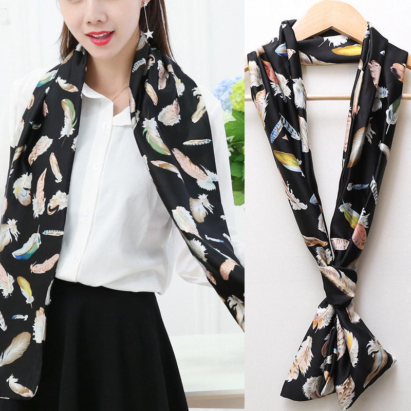 Small Silk Scarf Summer Neck Thin Sunscreen Thin Narrow Small Strip To Suit Women Korean All Decorative Scarf Scarf Scarf undefined