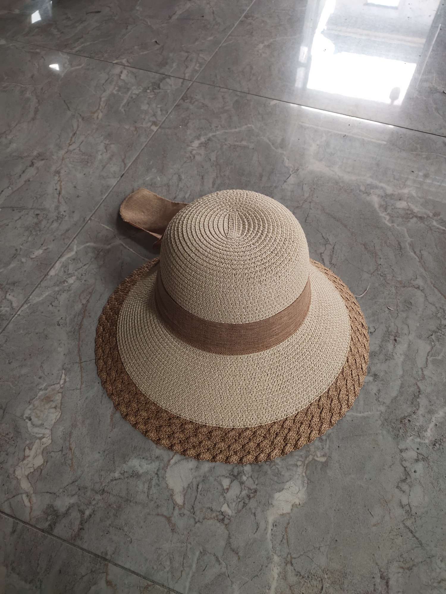 Summer 2020 new style hats: Women's woven straw hat, sunshade cool hat, fashionable sun hat, sun protection, large brim for summer