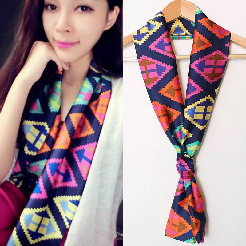 Small Silk Scarf Summer Neck Thin Sunscreen Thin Narrow Small Strip To Suit Women Korean All Decorative Scarf Scarf Scarf