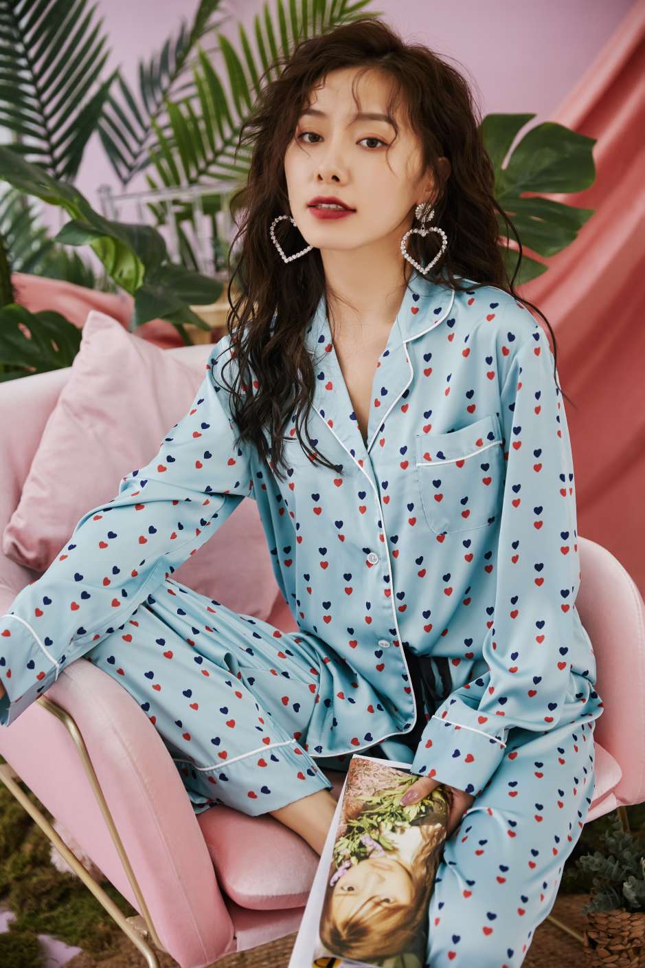 Silk Pyjamas Two Piece Set Specification drawing