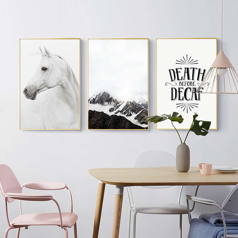 厂家直销各种北欧风餐厅装饰画 现代简约饭厅挂画 黑白创意 北欧款厨房壁画 餐厅装饰40*60图