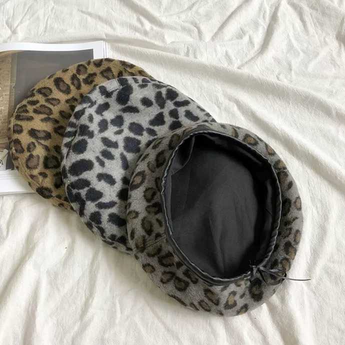 Leopard print beret