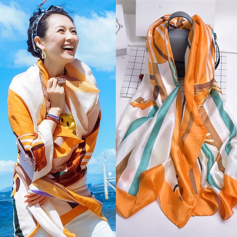 Silk Scarf Female Korean Version Long Hangzhou Silk Winter Shawl Scarf Scarf Scarf Scarf Thin Super Beach Scarf Scarf