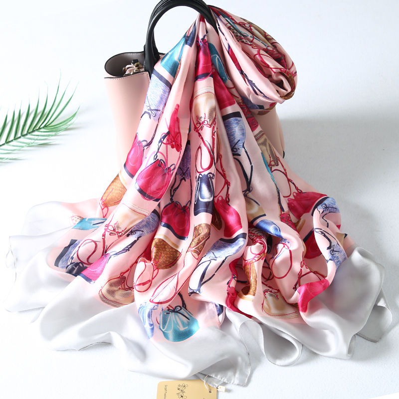 2020 New 90*180 Silk Scarf Female Korean Version Long Hangzhou Silk Winter Shawl Thin Silk Scarf Application Scenario