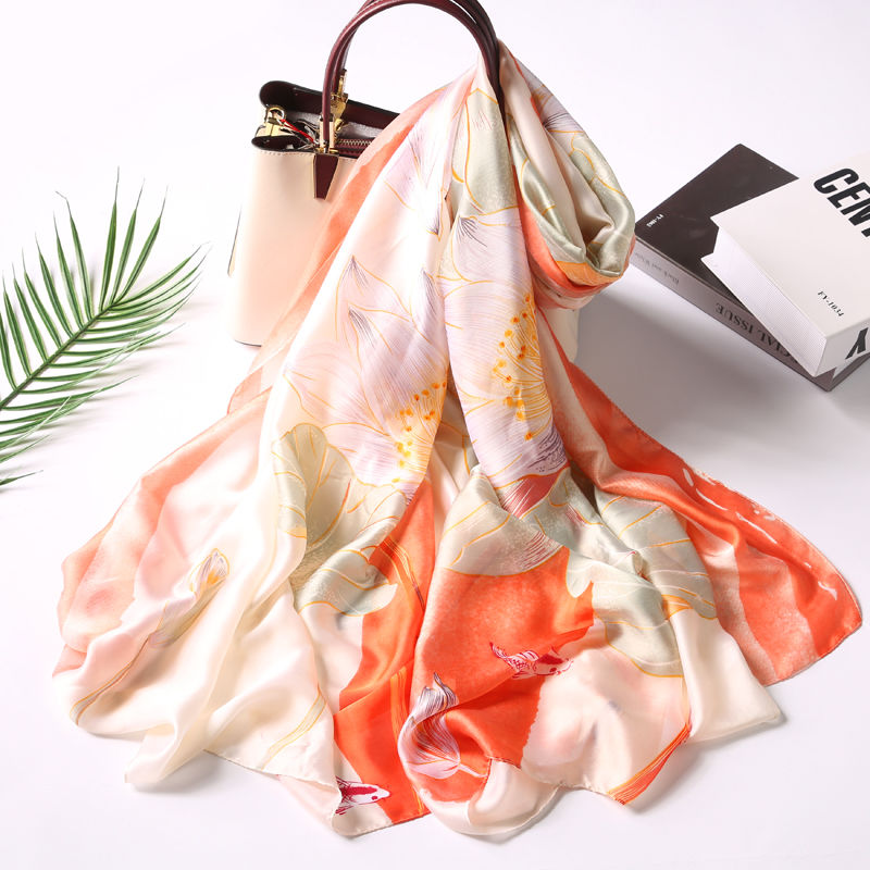 2020 New 90*180 Silk Scarf Female Korean Version Long Hangzhou Silk Winter Shawl Thin Silk Scarf details Picture