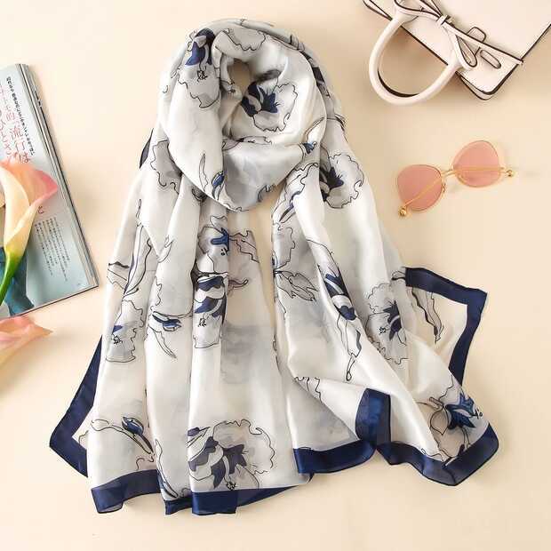 2020 New Silk Scarf Female Korean Version Long Hangzhou Silk Winter Shawl Scarf Scarf Scarf Thin Scarf undefined
