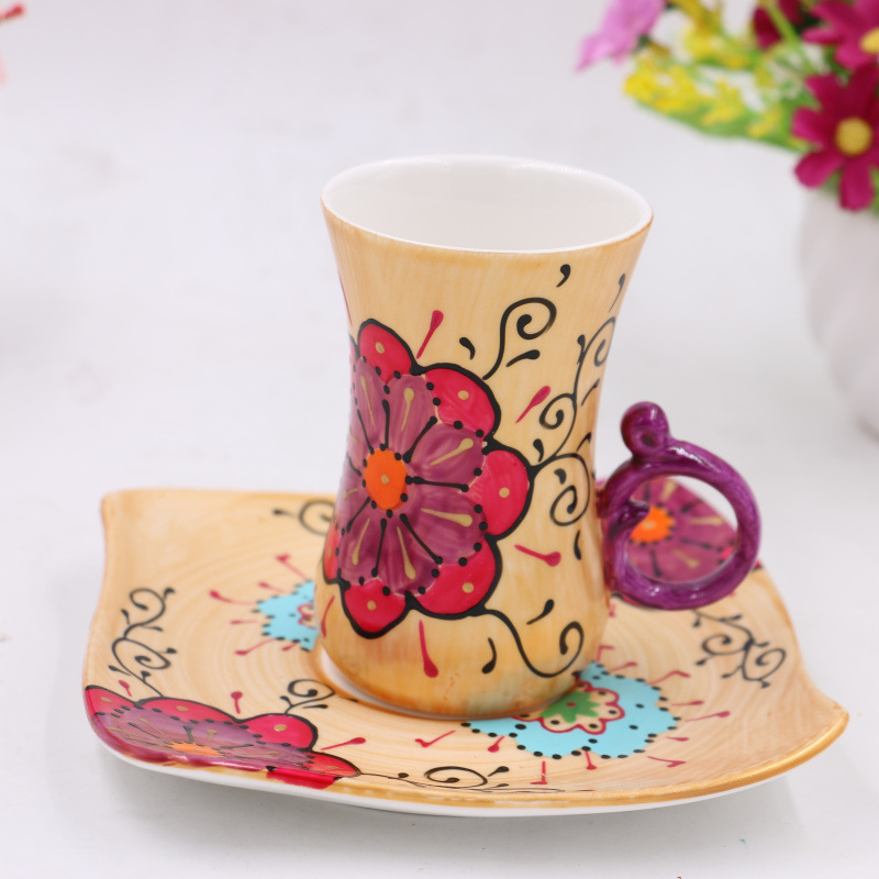 春玲工艺爆款高温手绘束腰陶瓷咖啡杯高档陶瓷咖啡杯碟个性创意陶瓷杯1详情图9
