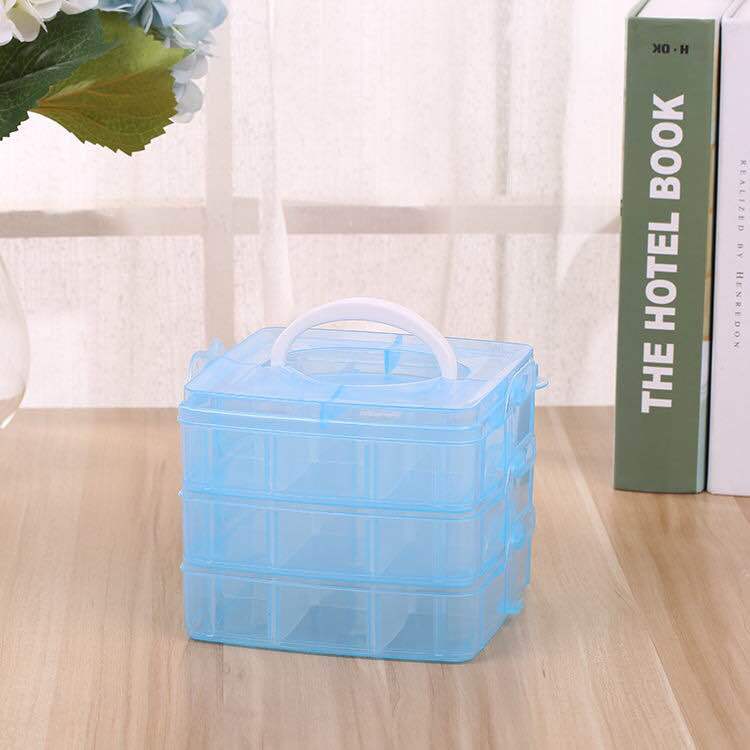 多功能小号三层塑料首饰家居收纳盒18格化妆箱 袜子内裤整理盒批细节图