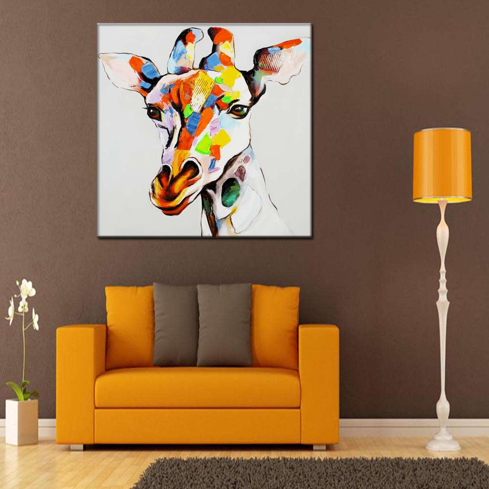 Facai deer oil painting frameless painting hotel with paintings details Picture