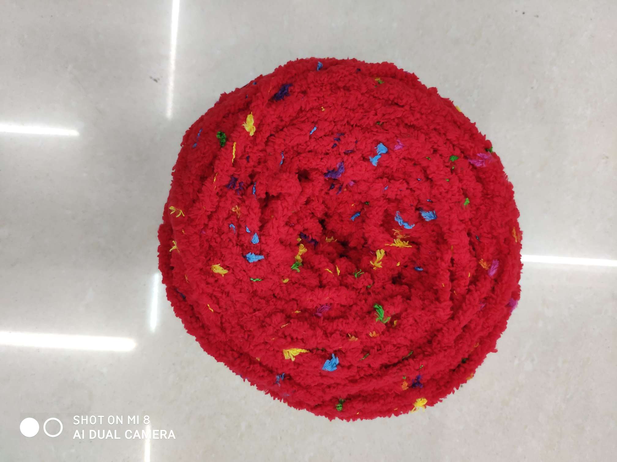The ice stripe lines are bright red with colorful dots