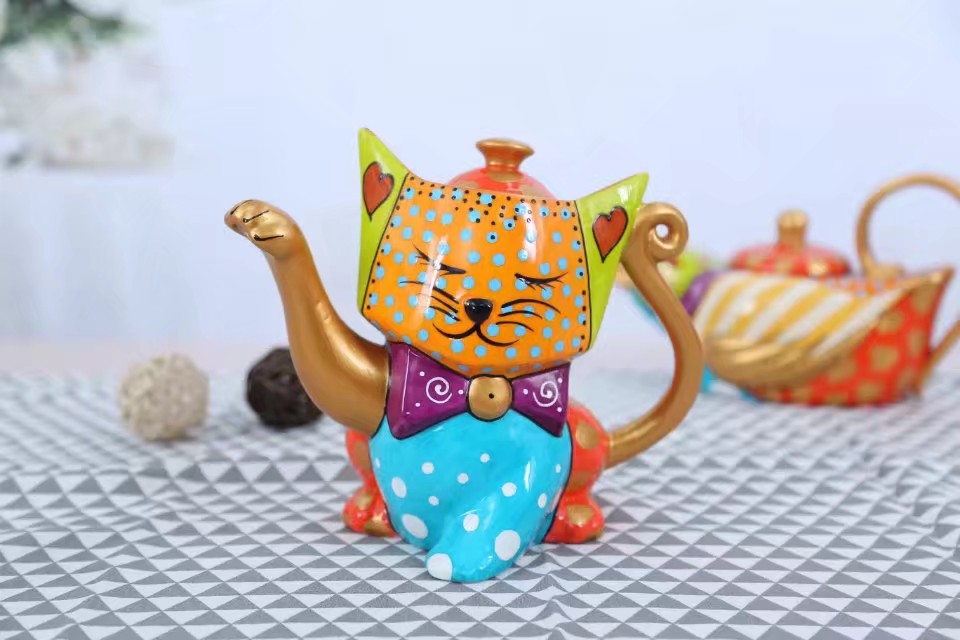 Chunling Craft Ceramic Painted Cat Teapot Home Decoration 11 Item Picture