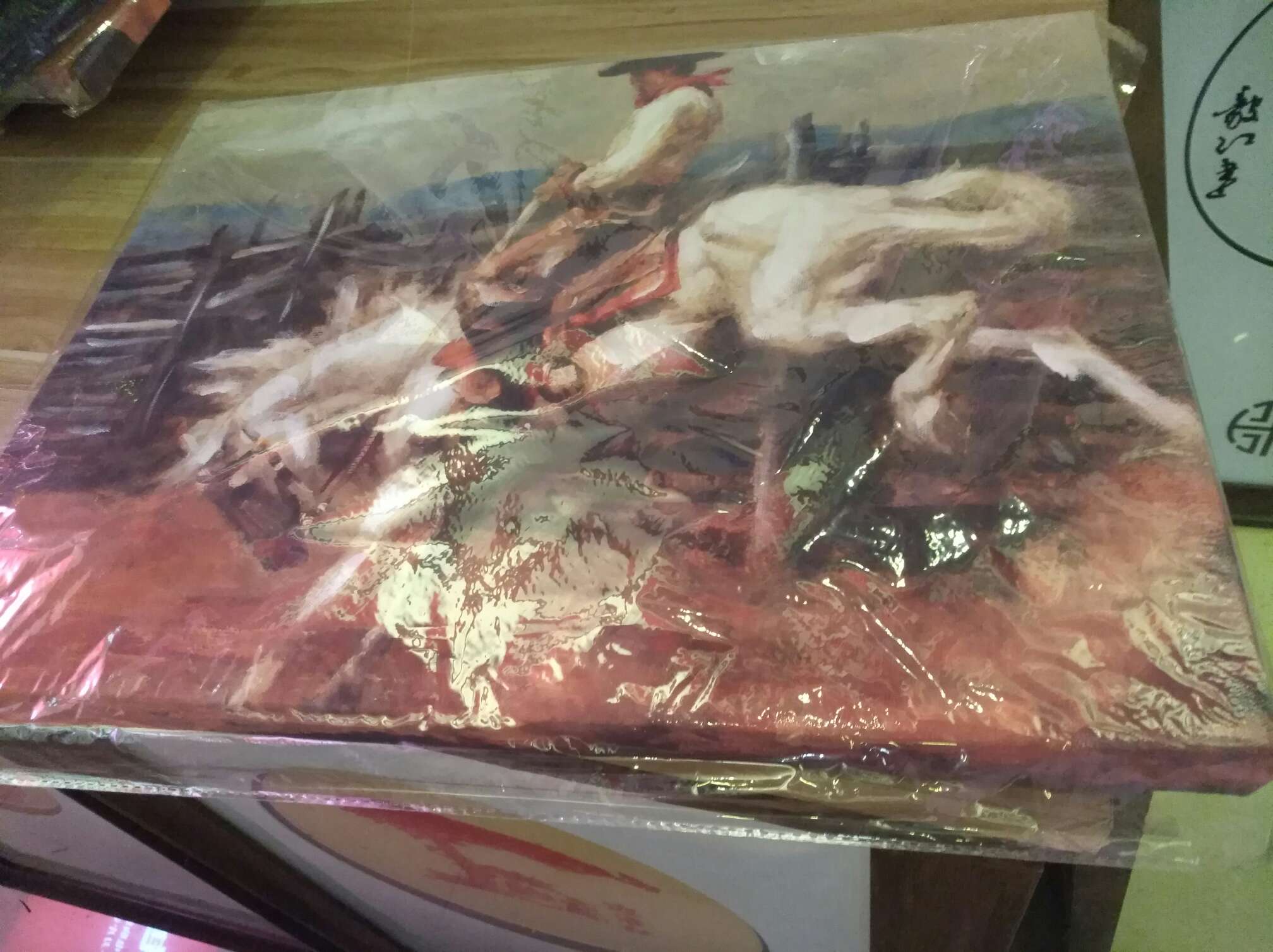 喷绘布油画骑士图案油画