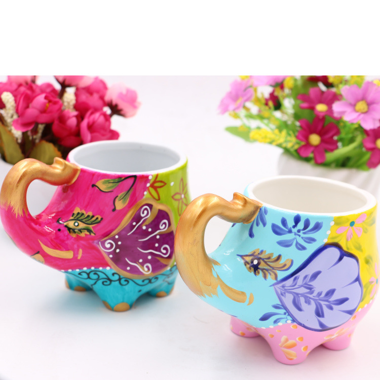 Chunling Craft Burst Hot Hot Hand-Painted Ceramic Cup High-End Creative Ceramic Elephant Cup Water Cup Teacup Home Decoration 1 Item Picture