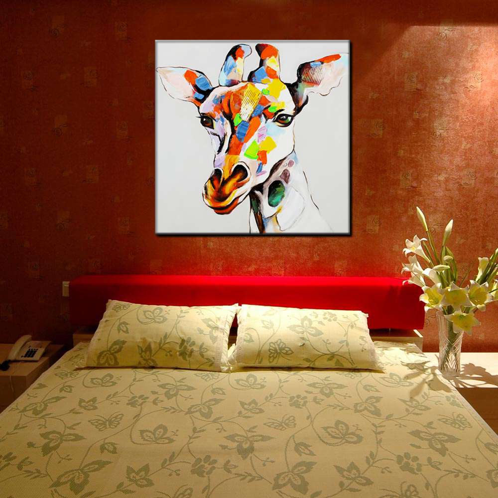 Facai deer oil painting frameless painting hotel with paintings Specification drawing