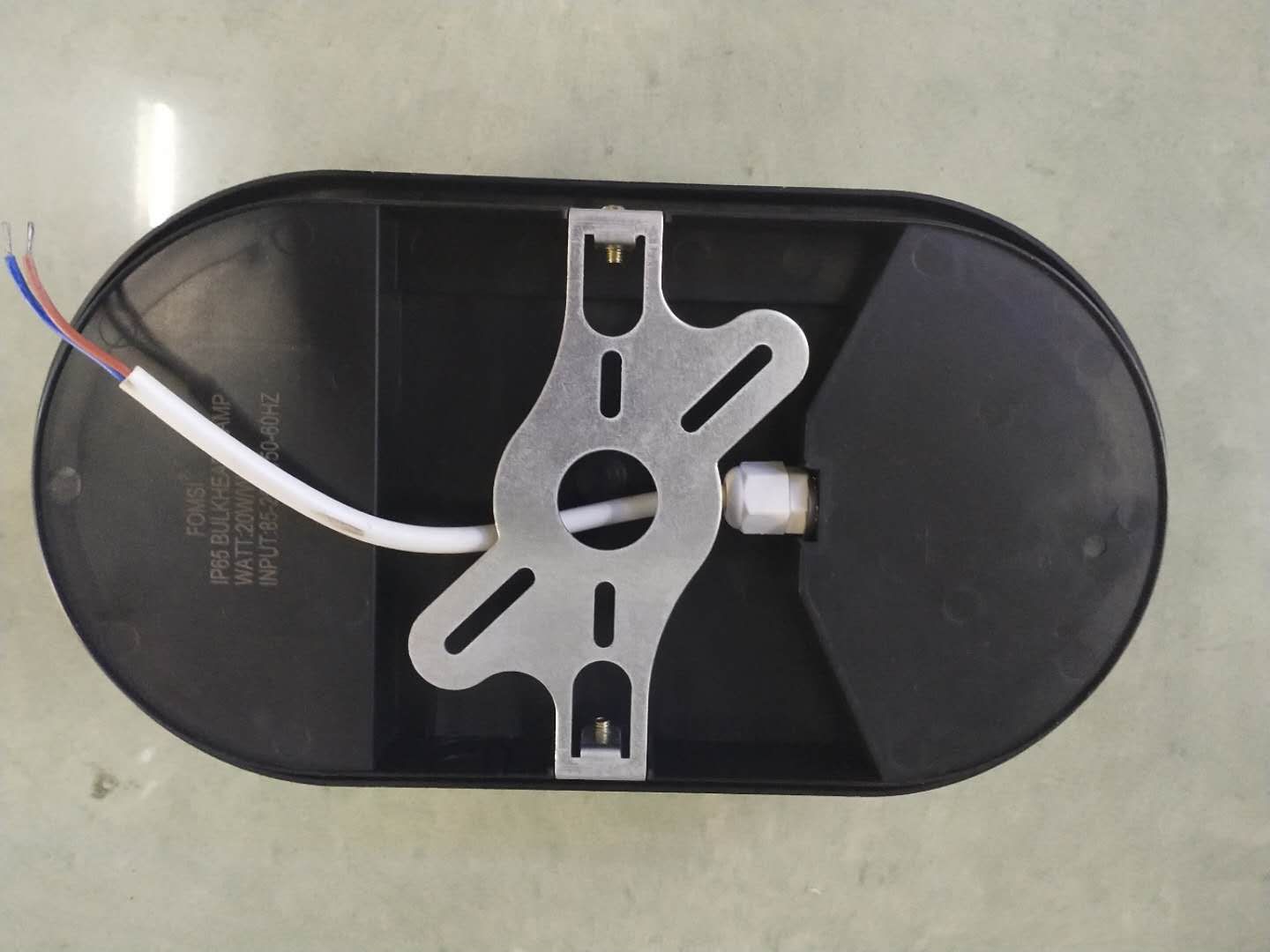 20W Oval Moisture Proof Light Black Shell Warm Light details Picture