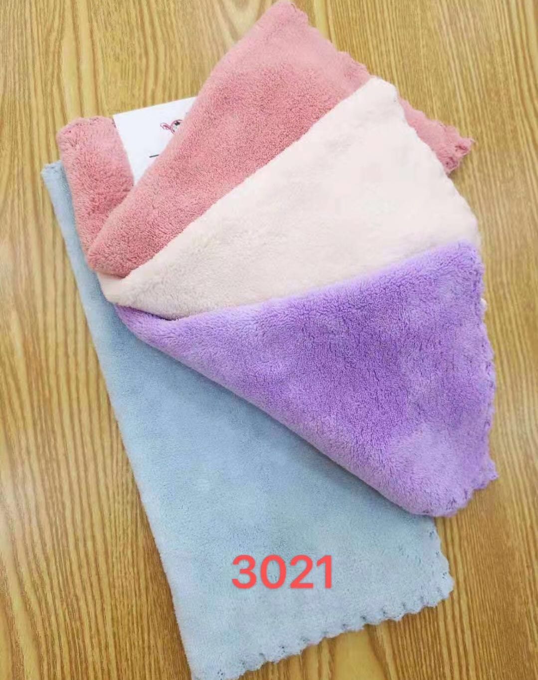 Monochrome coral fleece super absorbent square towels 30*30, 3 pieces, 1 carat