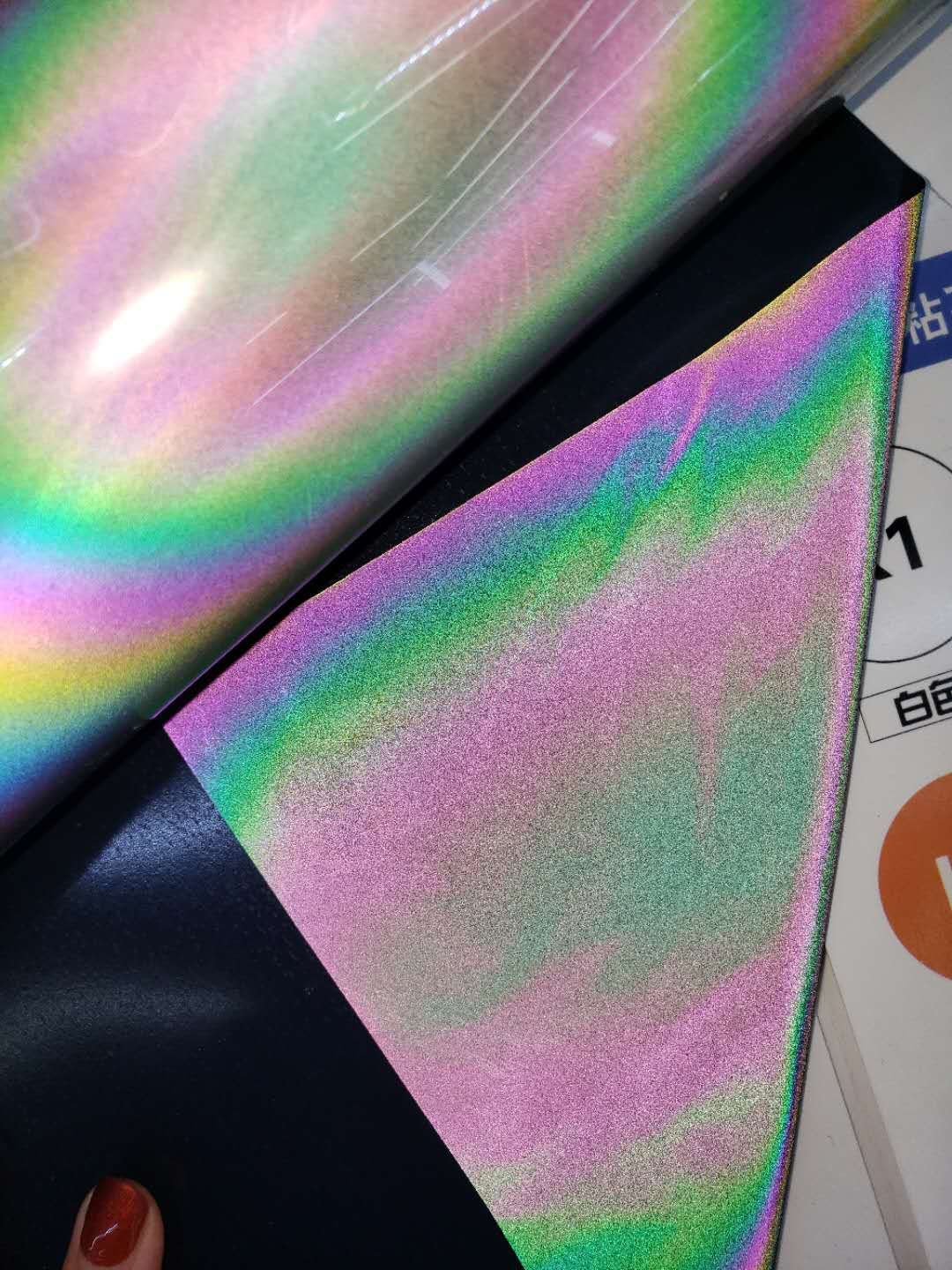 Guangyintong brand reflective seven-color high-elasticity pu engraved film, printing film, heat transfer consumables, clothing consumables Item Picture
