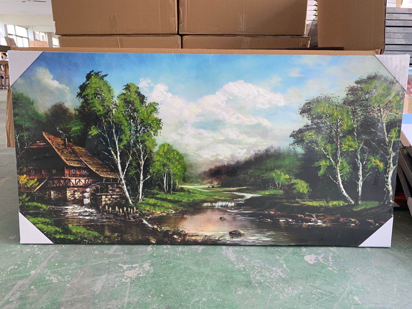 American landscape decoration painting living room European sofa background wall oil painting hanging on the bed mural manufacturers direct landscape oil painting frameless painting thumbnail