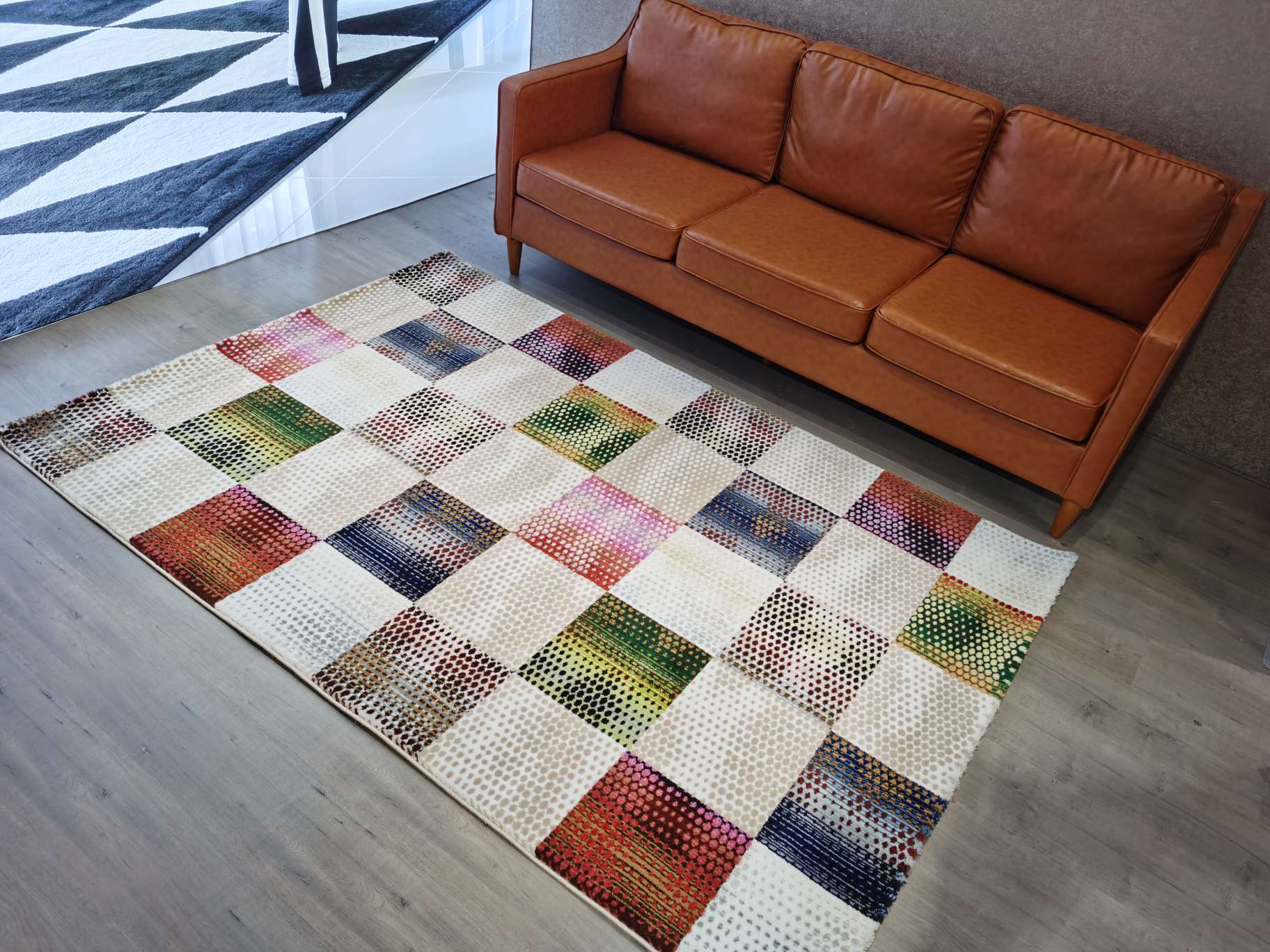 Tiger fish carpet, retro tile pattern Mosaic floor mat, entrance door mat, special flower tile carpet Application Scenario