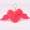 Heart-shaped wings, heart-shaped hairball keychain pendant, heart-shaped plush bag, girl's pendant, cute car gift undefined