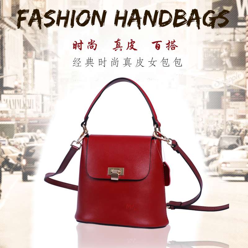 MK women's bag, new bucket bag made of cowhide