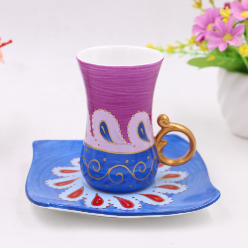 春玲工艺爆款高温手绘束腰陶瓷咖啡杯高档陶瓷咖啡杯碟个性创意陶瓷杯1详情图7