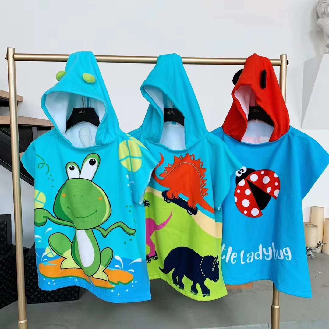 Manufacturers Direct Sales Of Children's Bath Towel Cape Boys And Girls Hooded Bathrobe Cape Micro Business Explosion Can Wear Bath Towel Home undefined