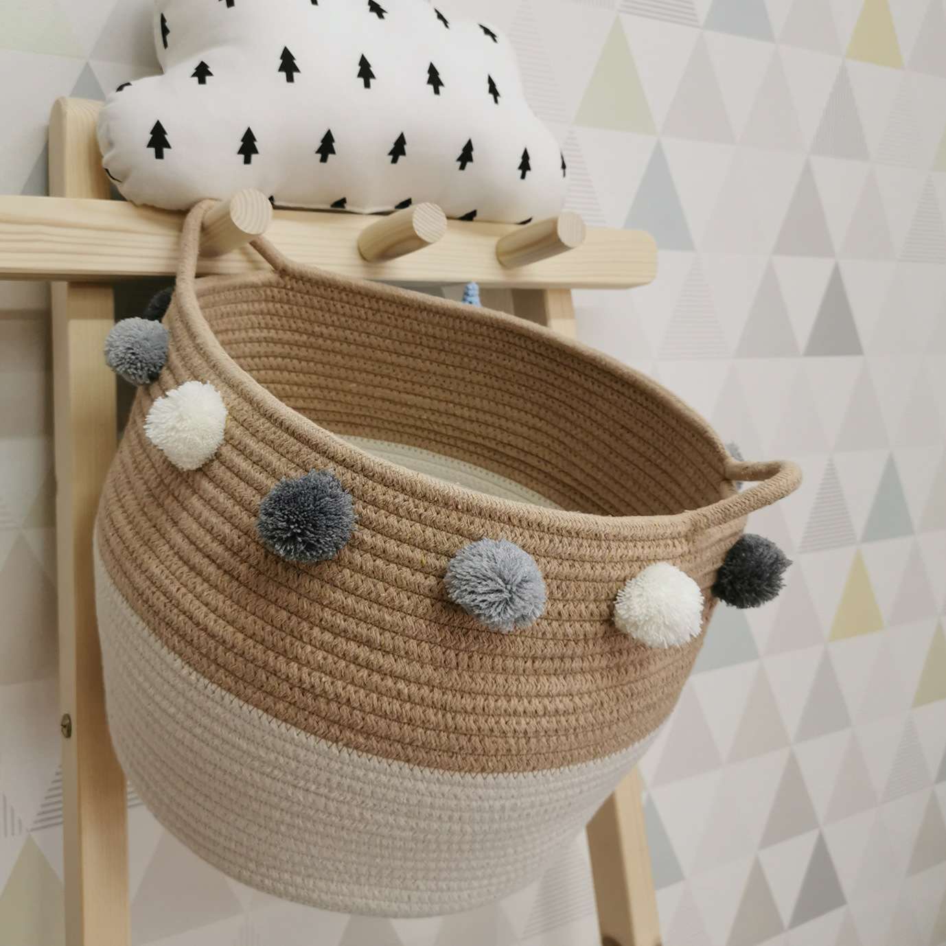 Ins wind amazon hot style cotton cord weaving storage bucket folding storage bucket dirty clothes basket toy storage basket woven cotton weaving handicraft fish basket thumbnail