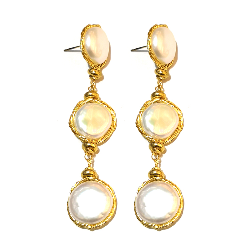 TSXMN natural pearl trend 14K earrings long European and American temperament beauty eardrop fashion simple pendant earrings thumbnail
