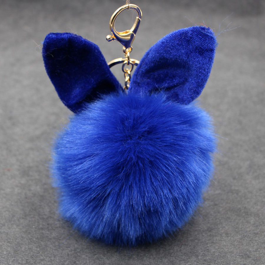 Plush keychain pendant, cute rabbit ear pom-ball pendant, faux fur bag accessory, fluffy pom-ball pendant undefined