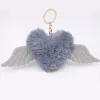Heart-shaped wings, heart-shaped hairball keychain pendant, heart-shaped plush bag, girl's pendant, cute car gift undefined