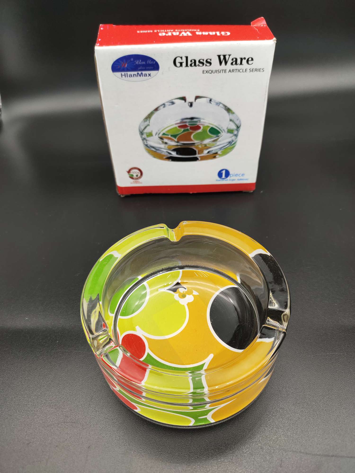 圆形玻璃烟灰缸烤花玻璃烟缸