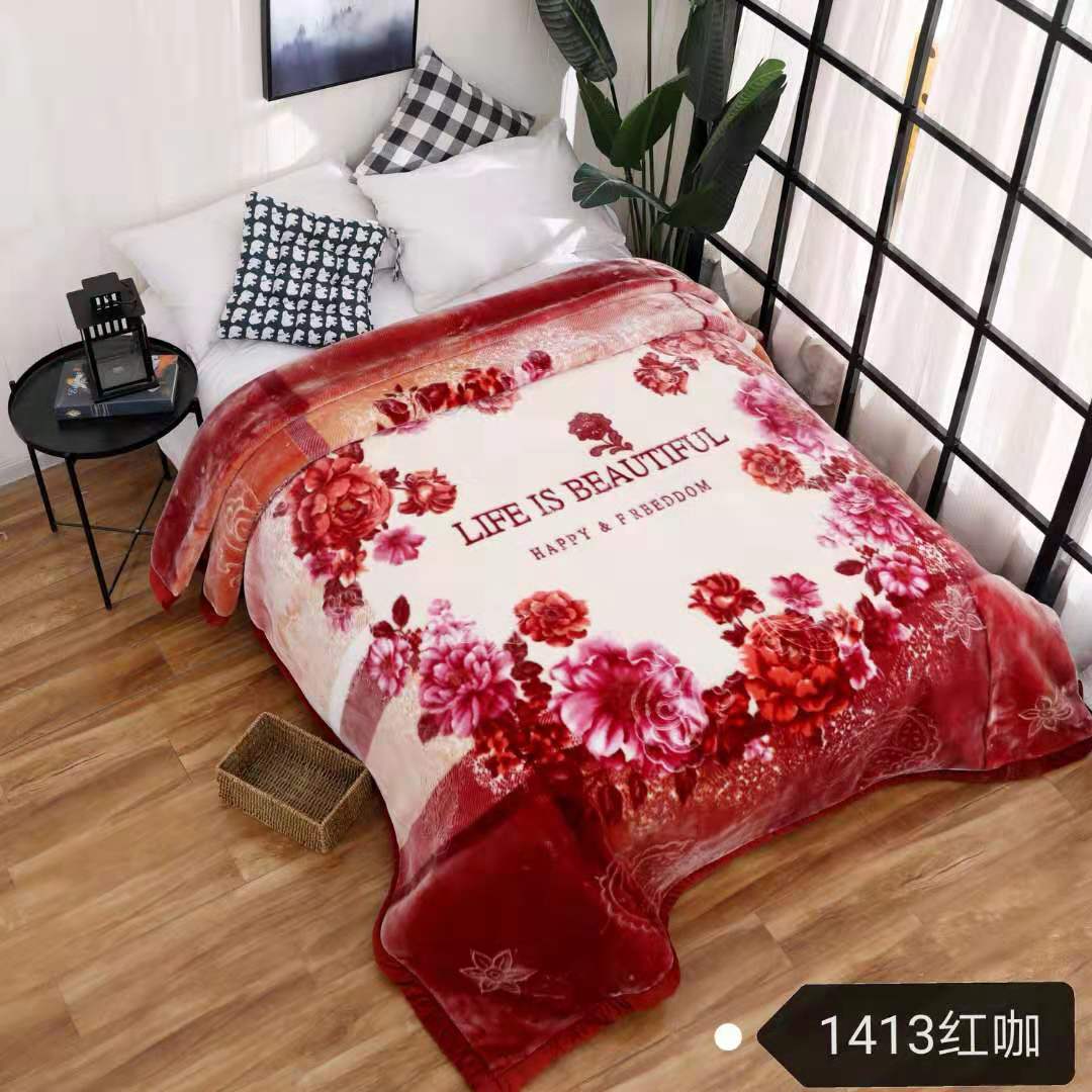 上海香水芙蓉品牌玉雕毛毯清棕图
