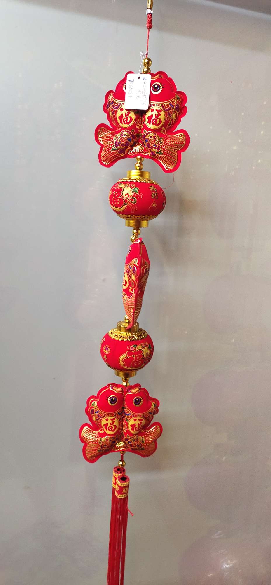 印花三鱼挂两灯笼串喜庆婚庆节庆用品厂家直销来样定做乔迁新居