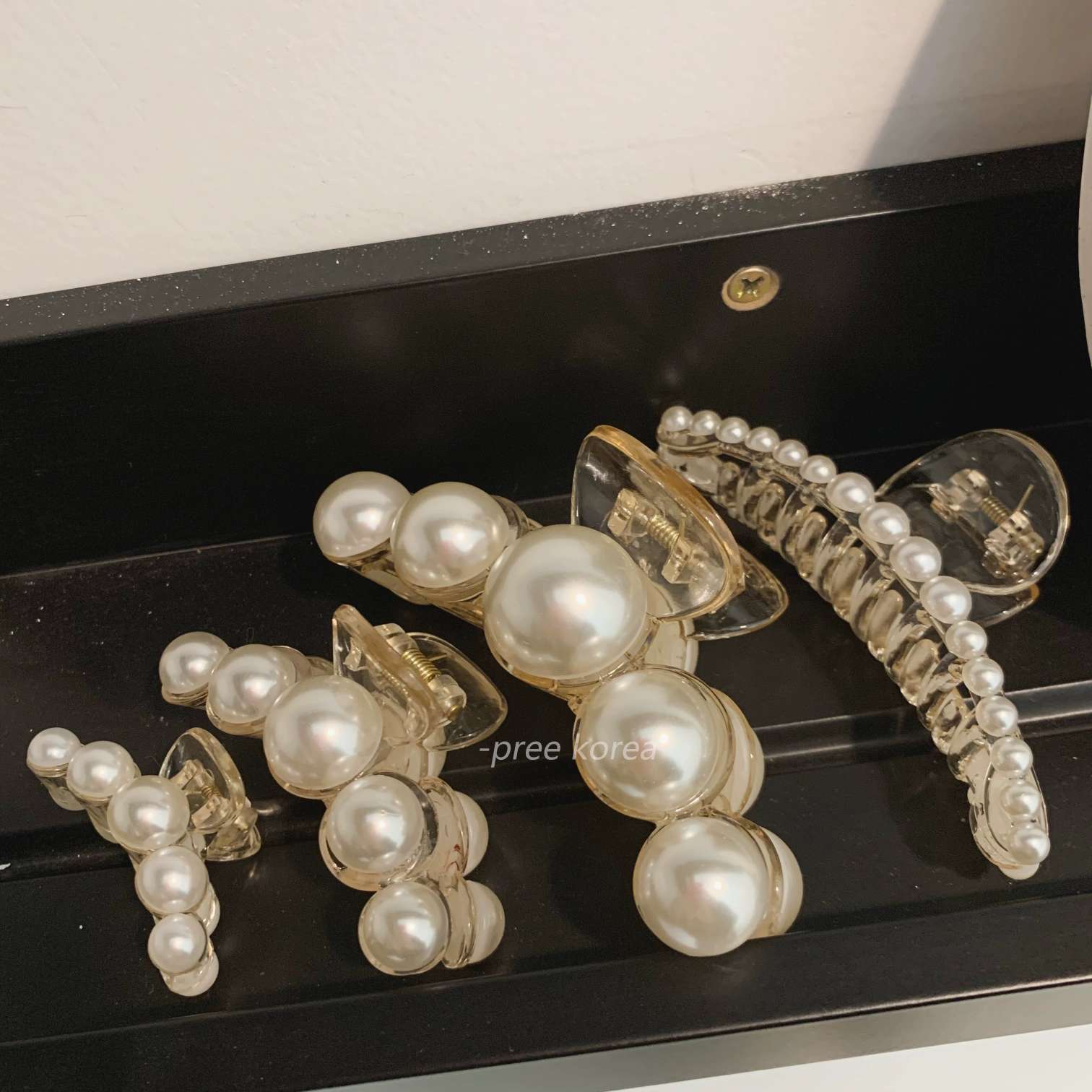 韩国气质淑女大小珍珠极简东大门实用慵懒抓夹发夹发饰女饰品韩国珍珠抓夹边夹少女发夹后脑勺大小号发抓头发夹子盘发发卡头饰详情图7